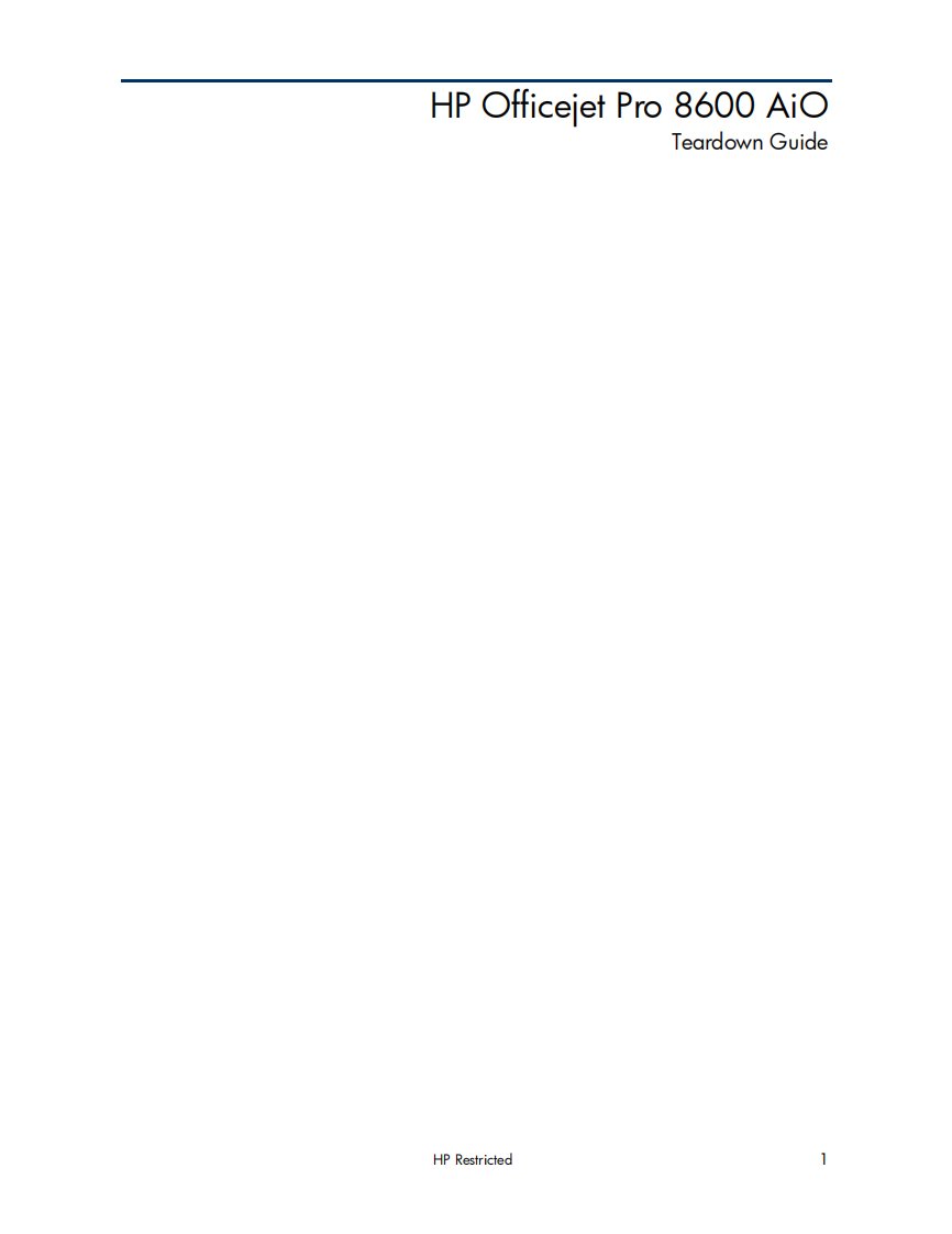 惠普Officejet Pro 8600英文故障排除拆机手册